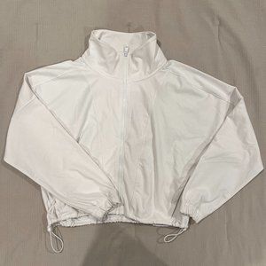 Abercrombie Cropped Full-Zip Sweatshirt | White | Size L